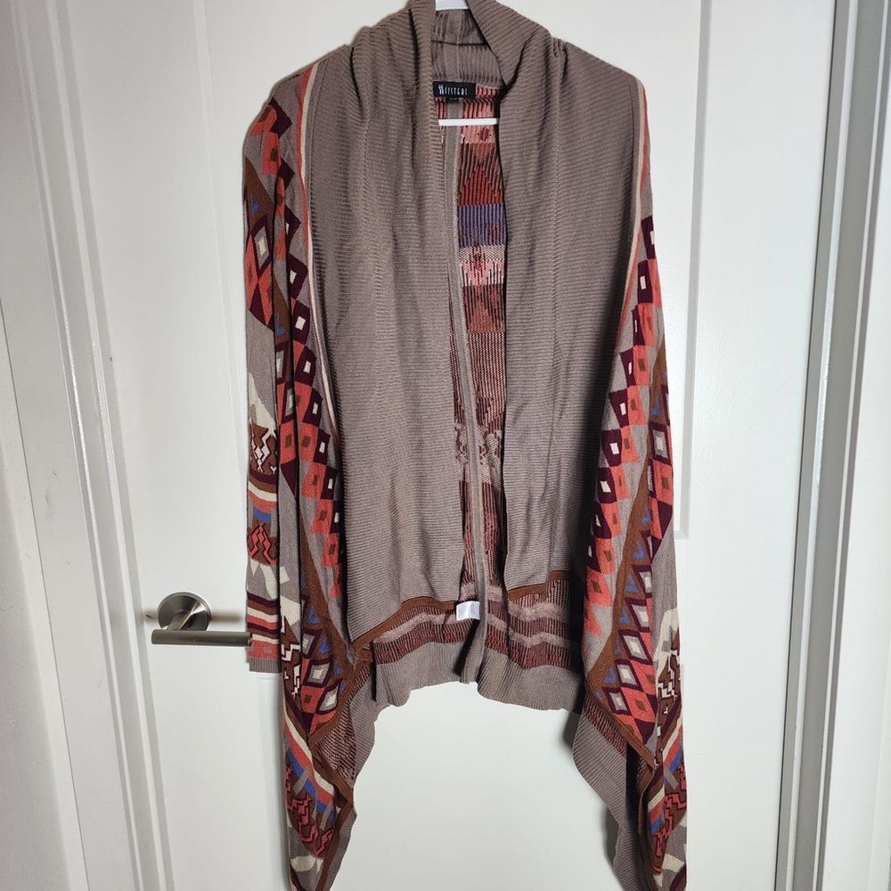 2 Sisters by Anthropologie Aztec print waterfall cardigan small